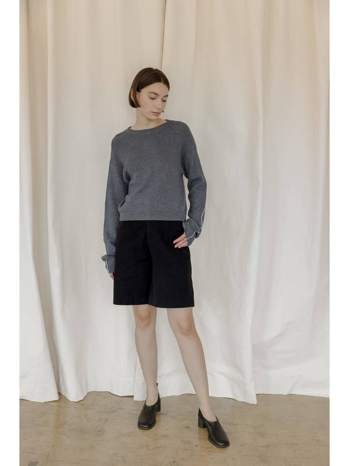 MOD REF - Wholesale Knit Sweater - Women's - The Anna Sweater | Knit Sweater with Contrast Side Seam