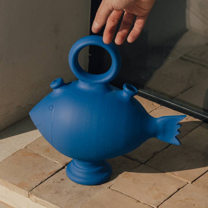 AlfarerĂa La NavĂ - Wholesale Decorative Jar - Blue Botijo Fish0