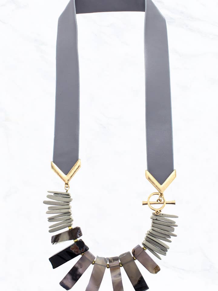 Estampa animal com colar de pedra natural por atacado de Suzie Q USA