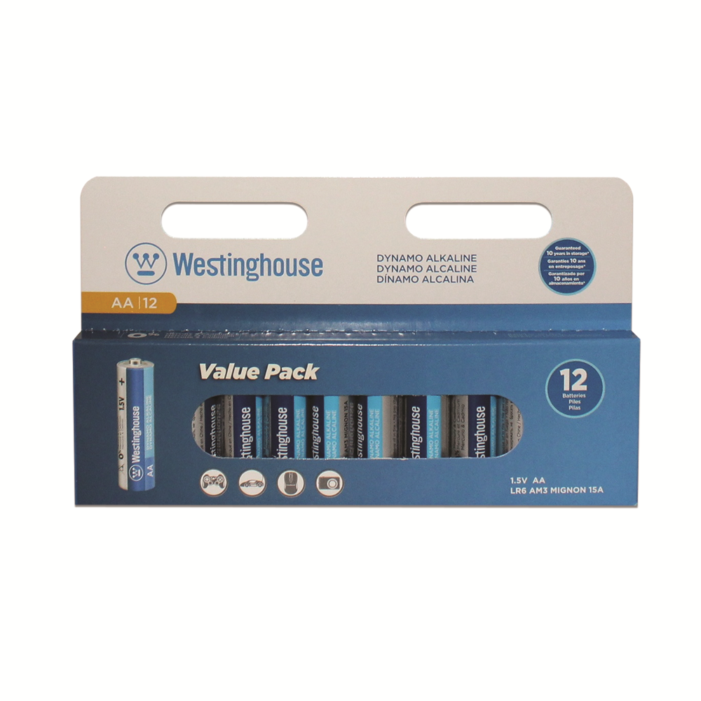 Westinghouse Battery - Wholesale Portable Charger - Westinghouse AA Dynamo Alkaline Hangable 12 Pack1