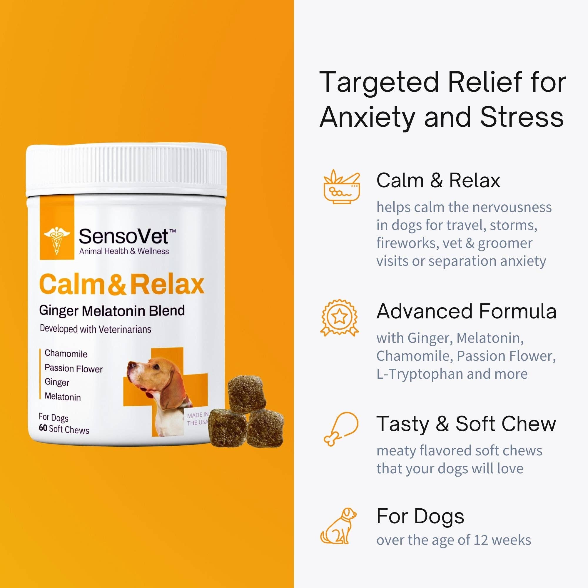 SensoVet - Wholesale Pet Supplement - Dog - SensoVet Calming Melatonin Ginger Chews Supplement for Dogs1