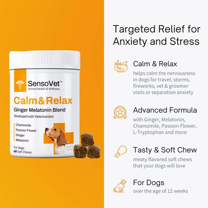 SensoVet - Wholesale Pet Supplement - Dog - SensoVet Calming Melatonin Ginger Chews Supplement for Dogs1