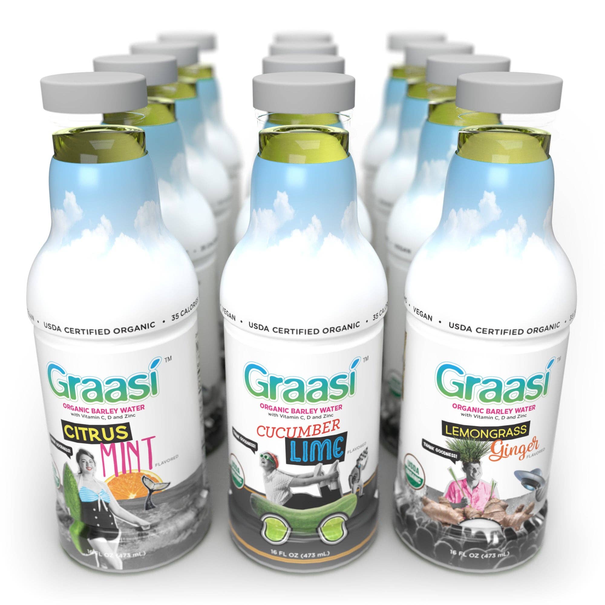 GRAASI - Wholesale Flavored/Infused Water (Non-Carbonated) - Barley Grass Water | 12 Bottles6
