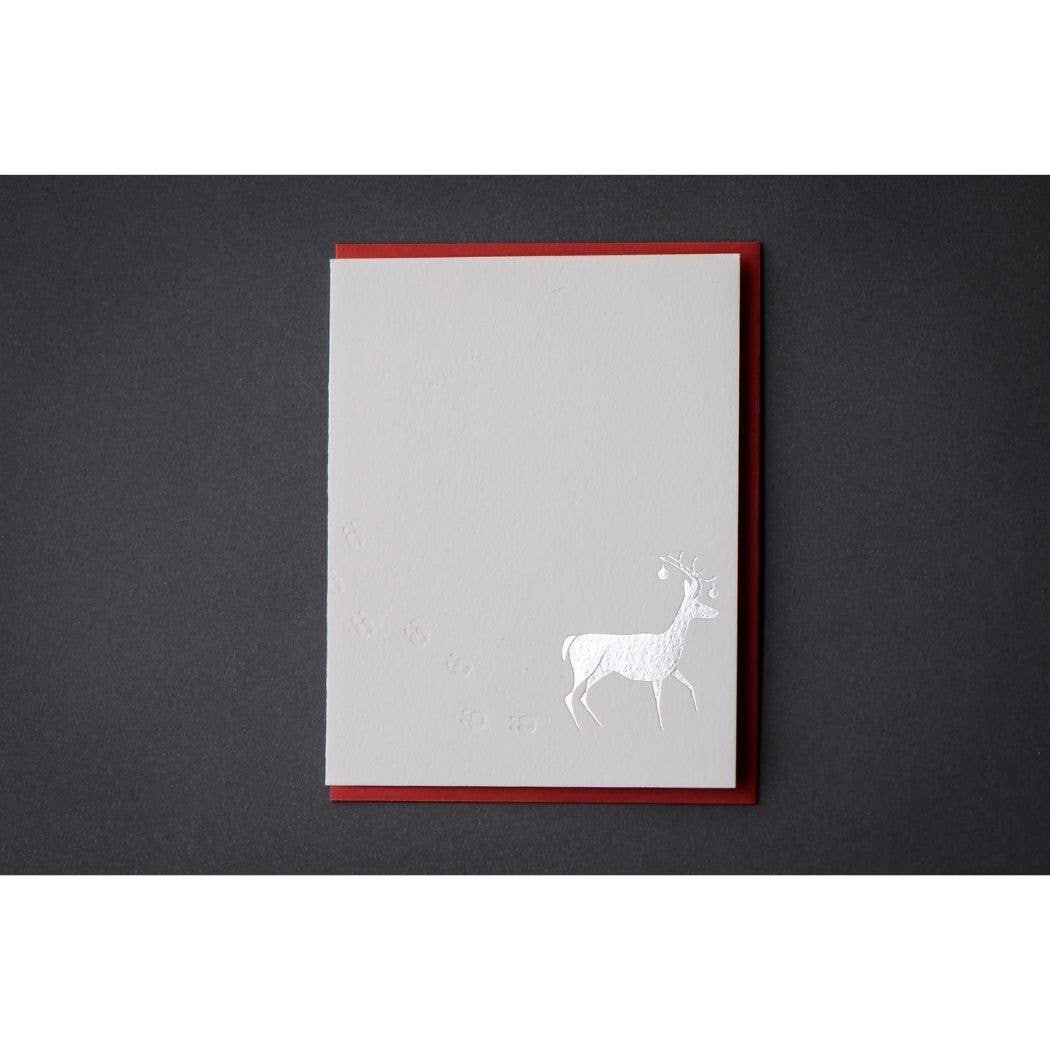 Porchlight Press Letterpress – Großhandel Weihnachtskarte – Snow Tracks Deer Karte5