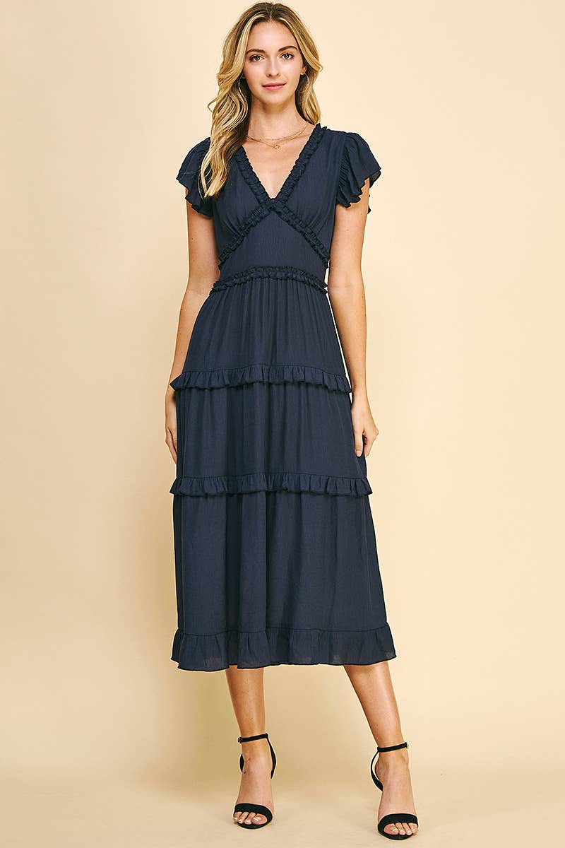 PINCH - Wholesale Dress - Women's - RUFFLED TEA LENGTH DRESS - 3597D37
