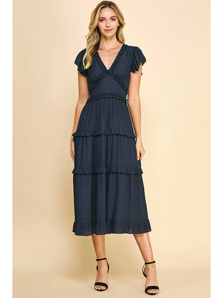 PINCH - Wholesale Dress - Women's - RUFFLED TEA LENGTH DRESS - 3597D37