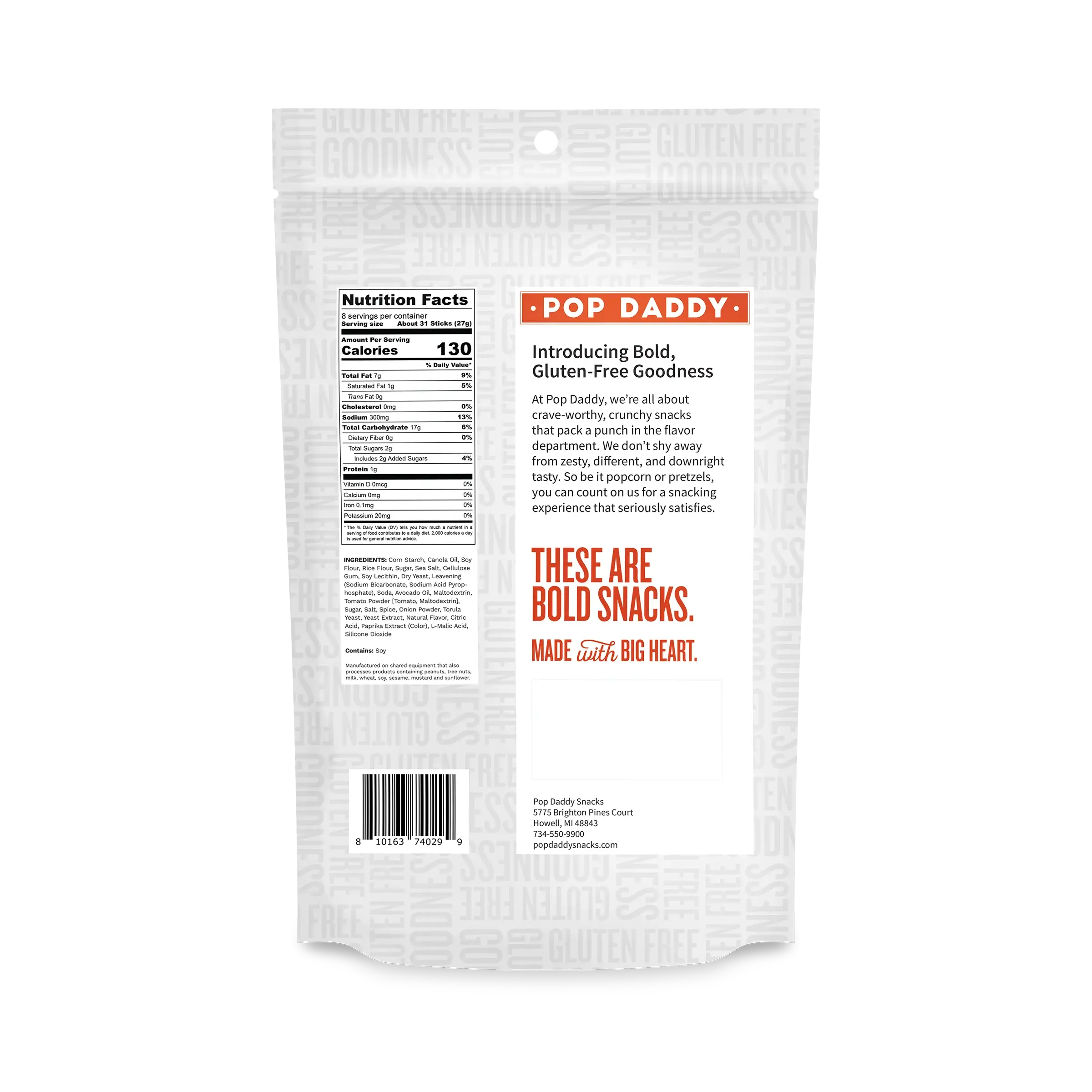 Pop Daddy Snacks - Wholesale Pretzels - NEW Gluten-Free Tomato Basil Seasoned Pretzels 7.5 oz2