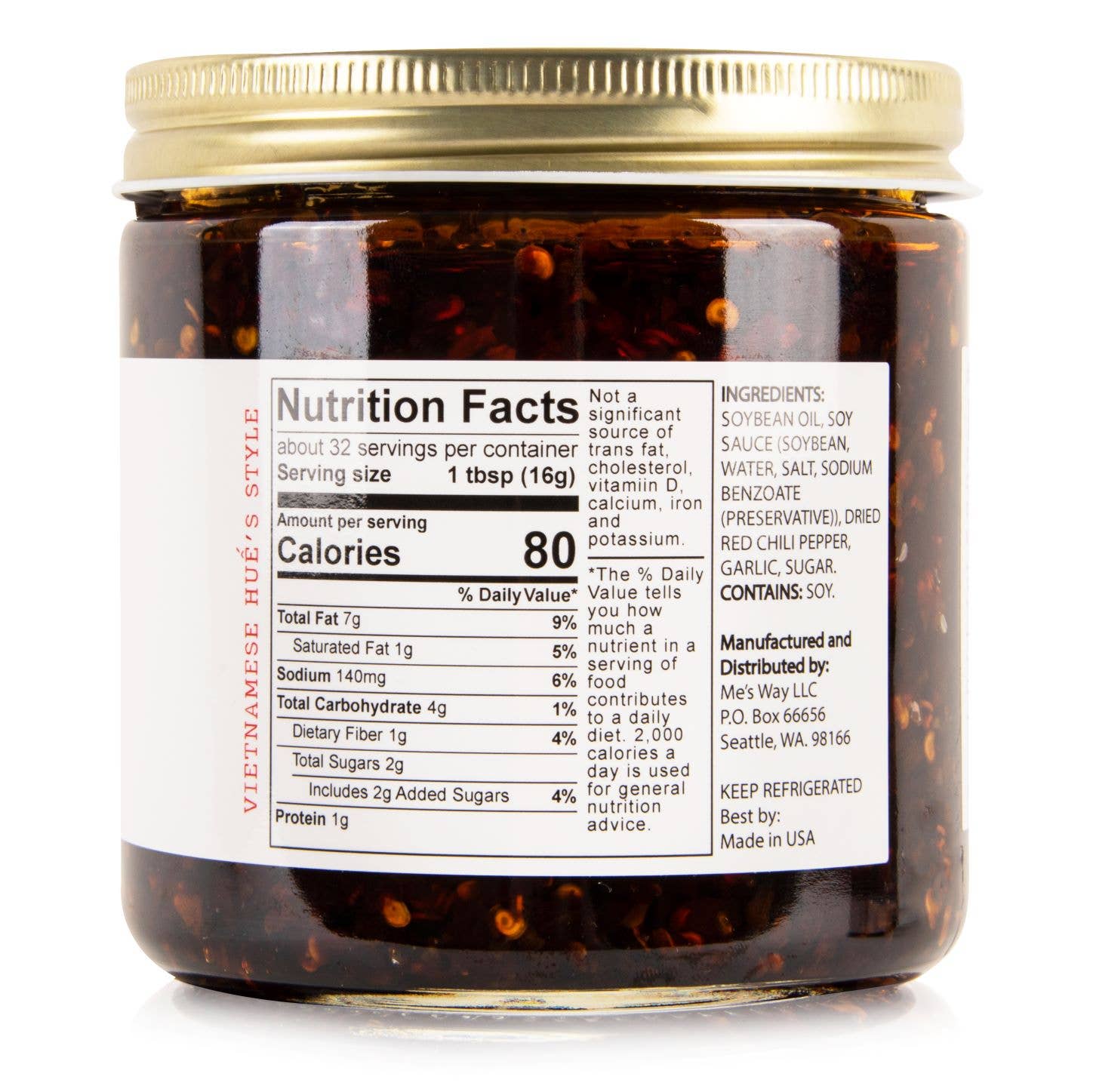 Me's Way LLC - Wholesale Sauce - MẸ’S WAY CHILI SAUCE – VEGETARIAN-16oz1