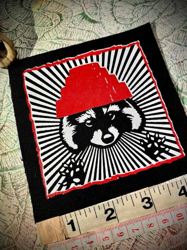 Three Raccoons - Wholesale Patch - Are We not Trashy? Raccoon with a Devo hat patch.3