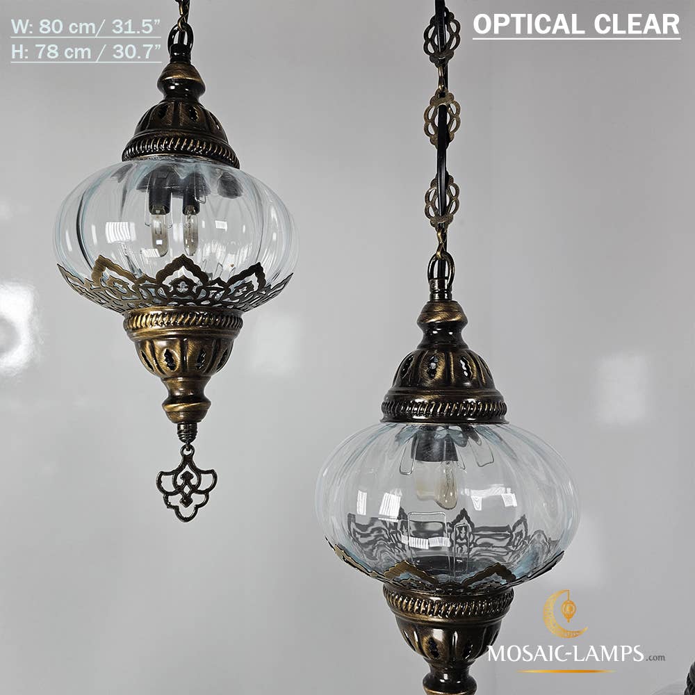 Mosaic Lamps - Wholesale Chandelier/Hanging Light - 5 Clear Cracked Globe Bar Chandelier12