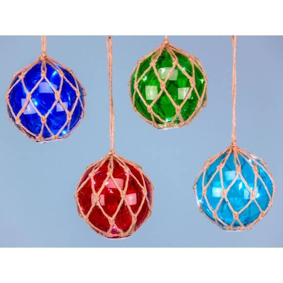 Float en verre avec lumières LED, 10 cm, 4 assortis pour la vente par Nauticalia