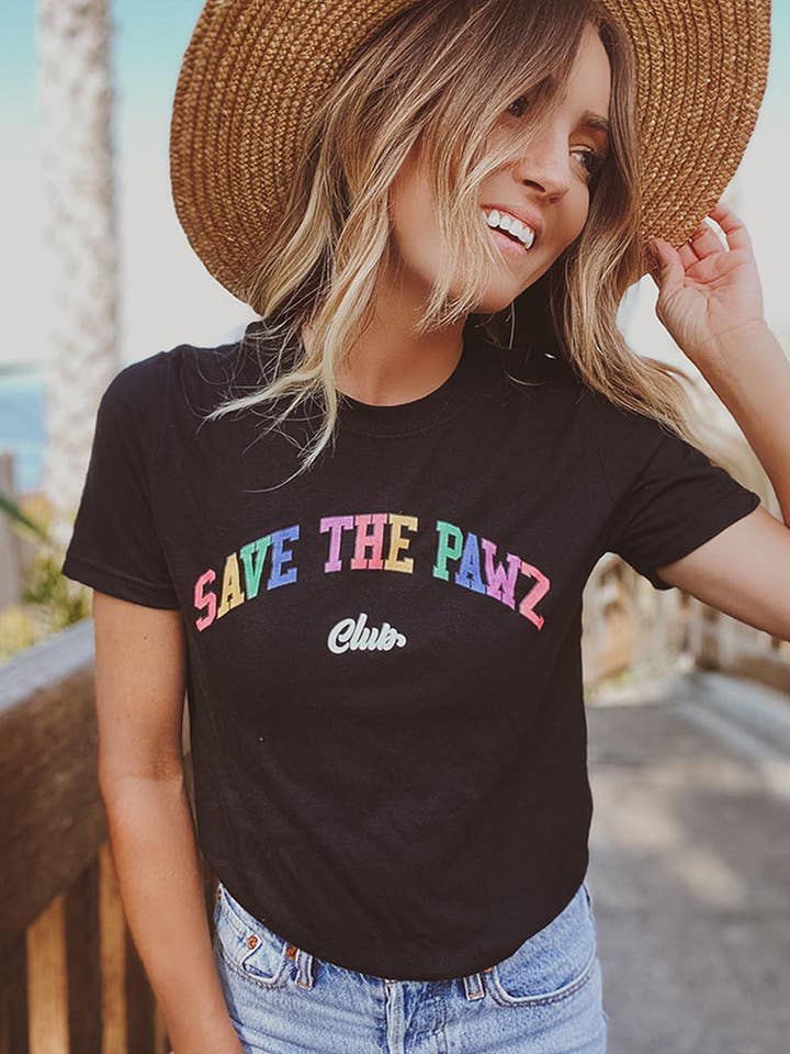 Save the Pawz Club Black Short Sleeve Tee for wholesale by PAWZ