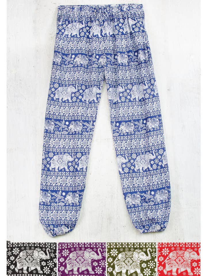 Namaste - Wholesale Pants - Women's - Rayon Elephant Print Harem Trouser