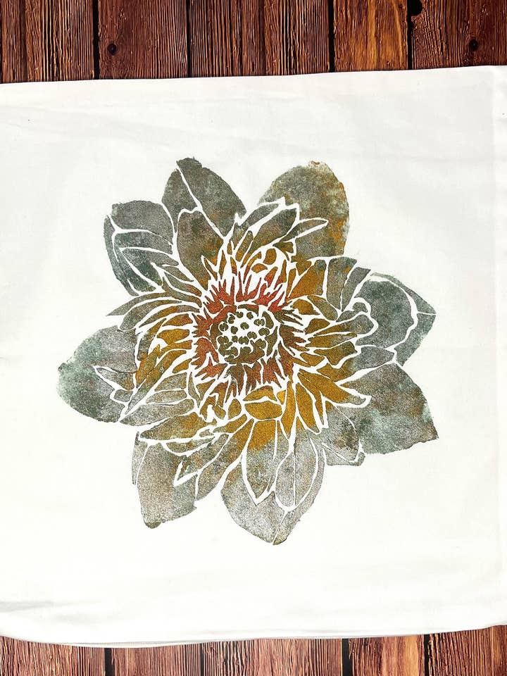 Lotus Flower Hand Painted Throw Pillow Cover for wholesale by Third Wolf Designs