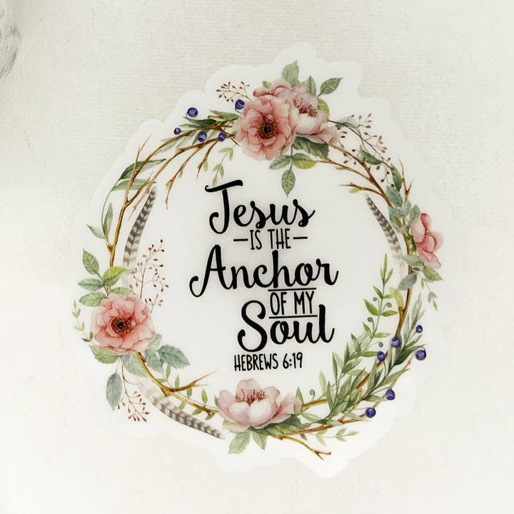 Adesivo de vinil transparente Jesus Is The Anchor Of My Soul, 3x3 pol por atacado de Savannah and James Co