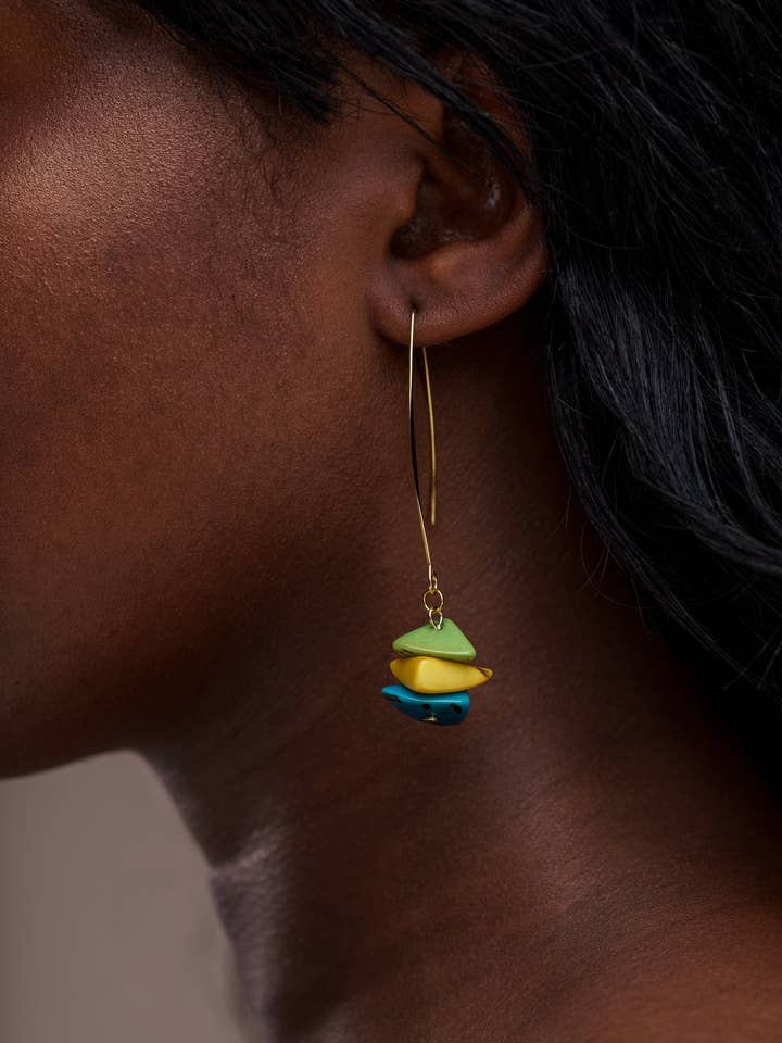 Pendientes colgantes Tapajos Tagua - Brasil para venta al por mayor de Pretty Pink Eco-Jewellery