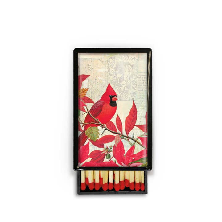 Lucy Lu Designs - Wholesale Matches - Cardinal Bird Winter Christmas Gift luck Holiday Slide Box