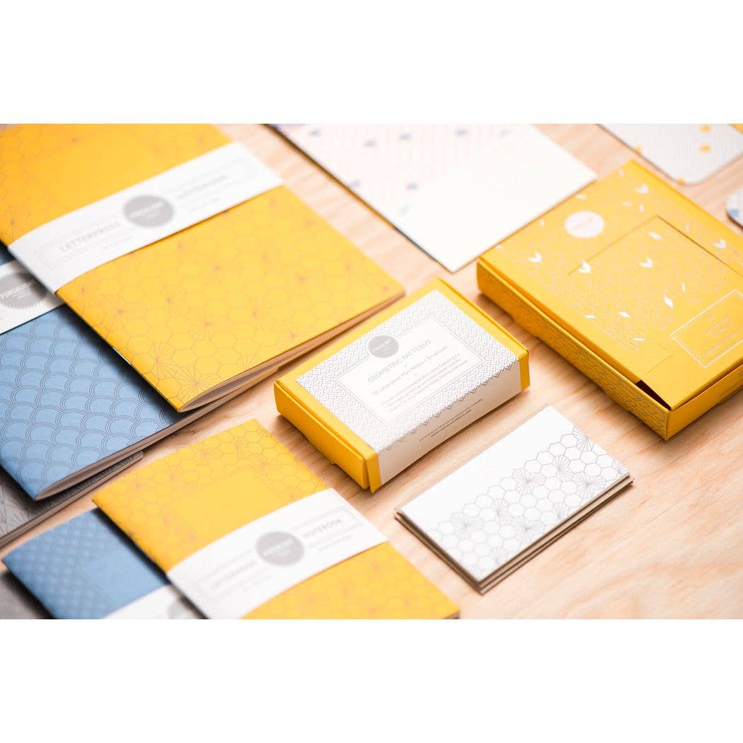 Porchlight Press Letterpress – wholesale Kontorsmateriel/Notecard Set – Geometrisk Mini Note - Box Set om 127