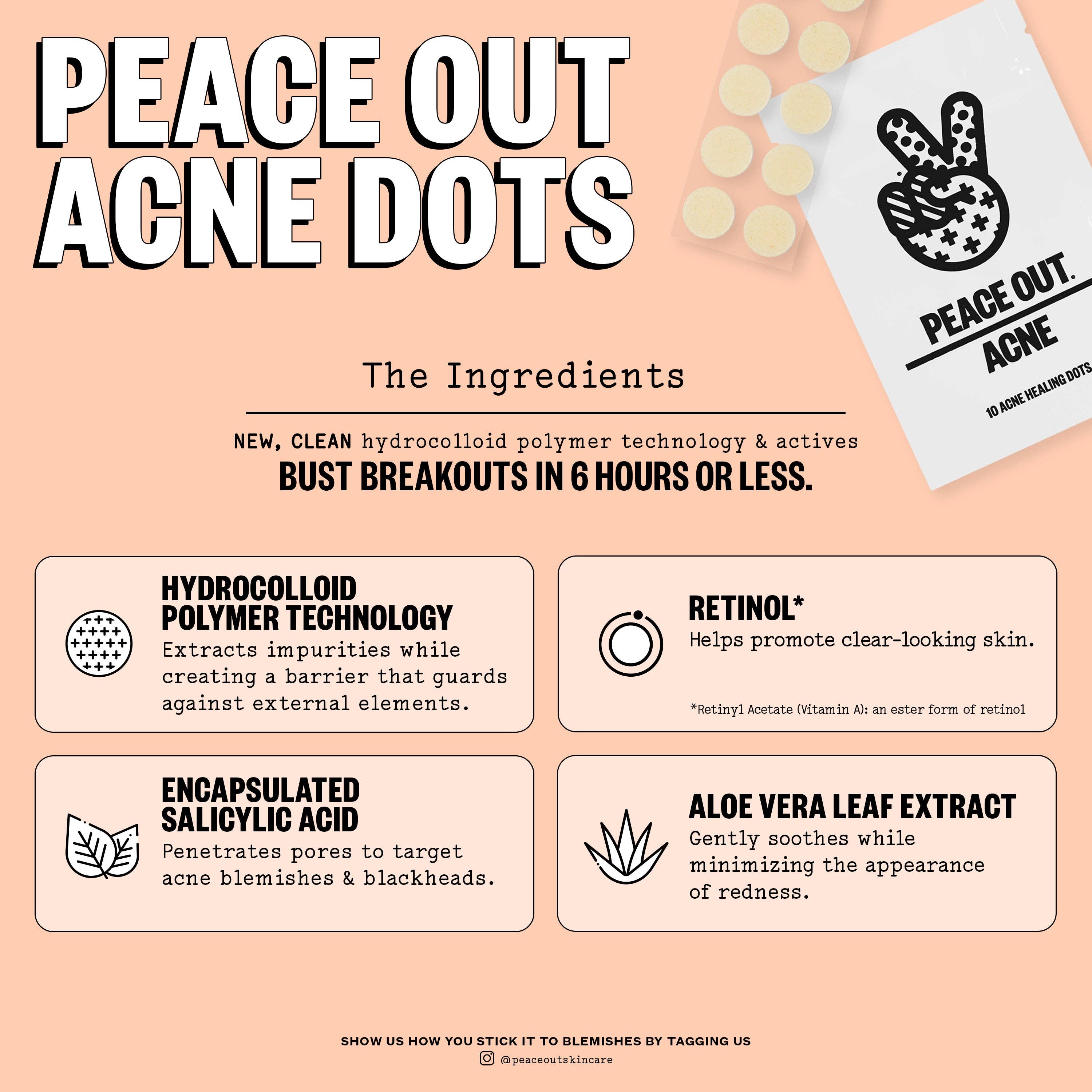 Peace Out Skincare - Wholesale Acne/Hydrocolloid Patch - Acne Dots - 10 Pack1