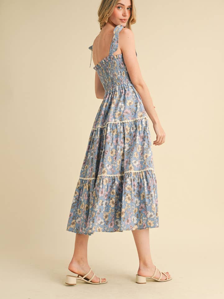 &MERCI - Vente Robe – femme - ROBE MIDI À VOLANTS EN DENTELLE FLORALE MDR385225