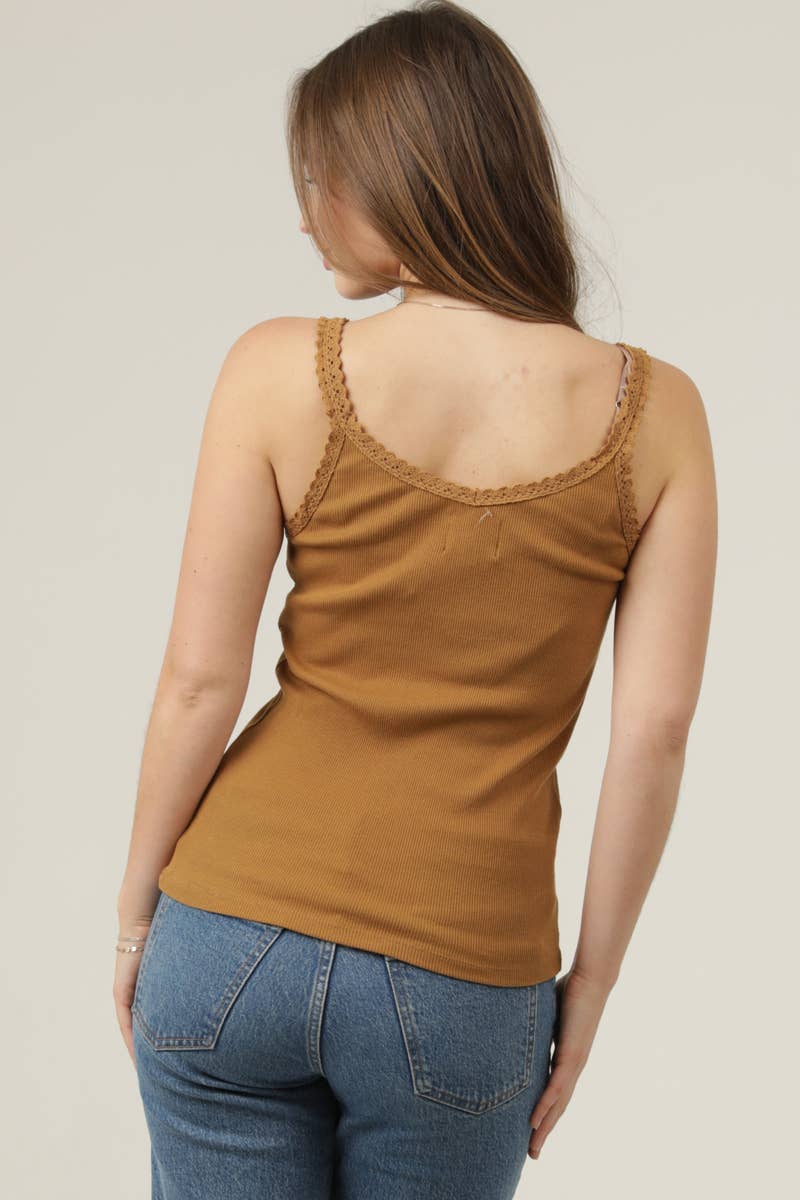 ANGIE - Wholesale Camisole - Women's - X2AG9-ASIS LACE TRIM RIB KNIT CAMI38