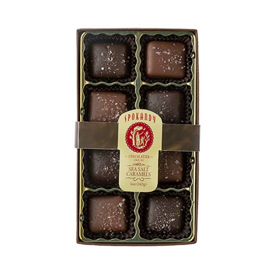 8pc Sea Salt Caramel Gift Box - 5 oz for wholesale by Spokandy Chocolatier