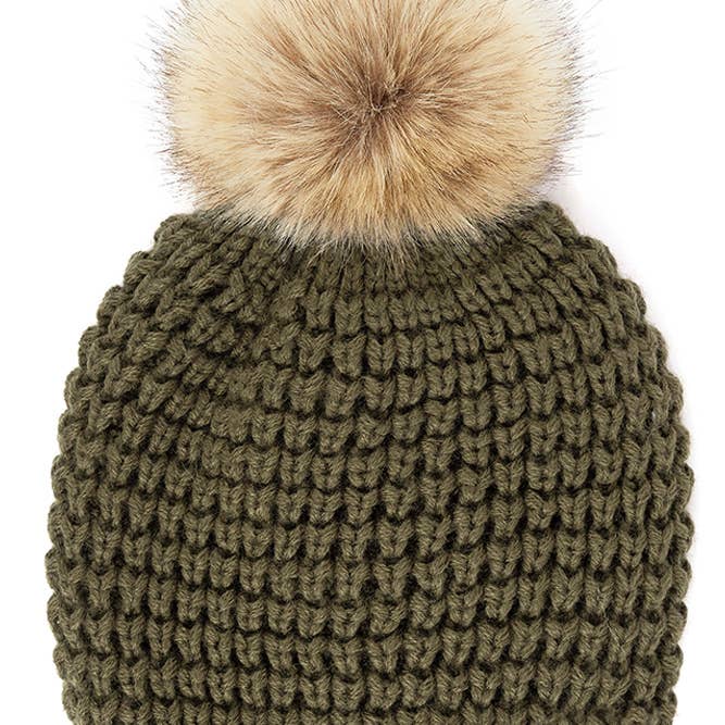 Hana - Wholesale Beanie - Women's - C.C Waffle Stitch Pattern Pom Beanie8