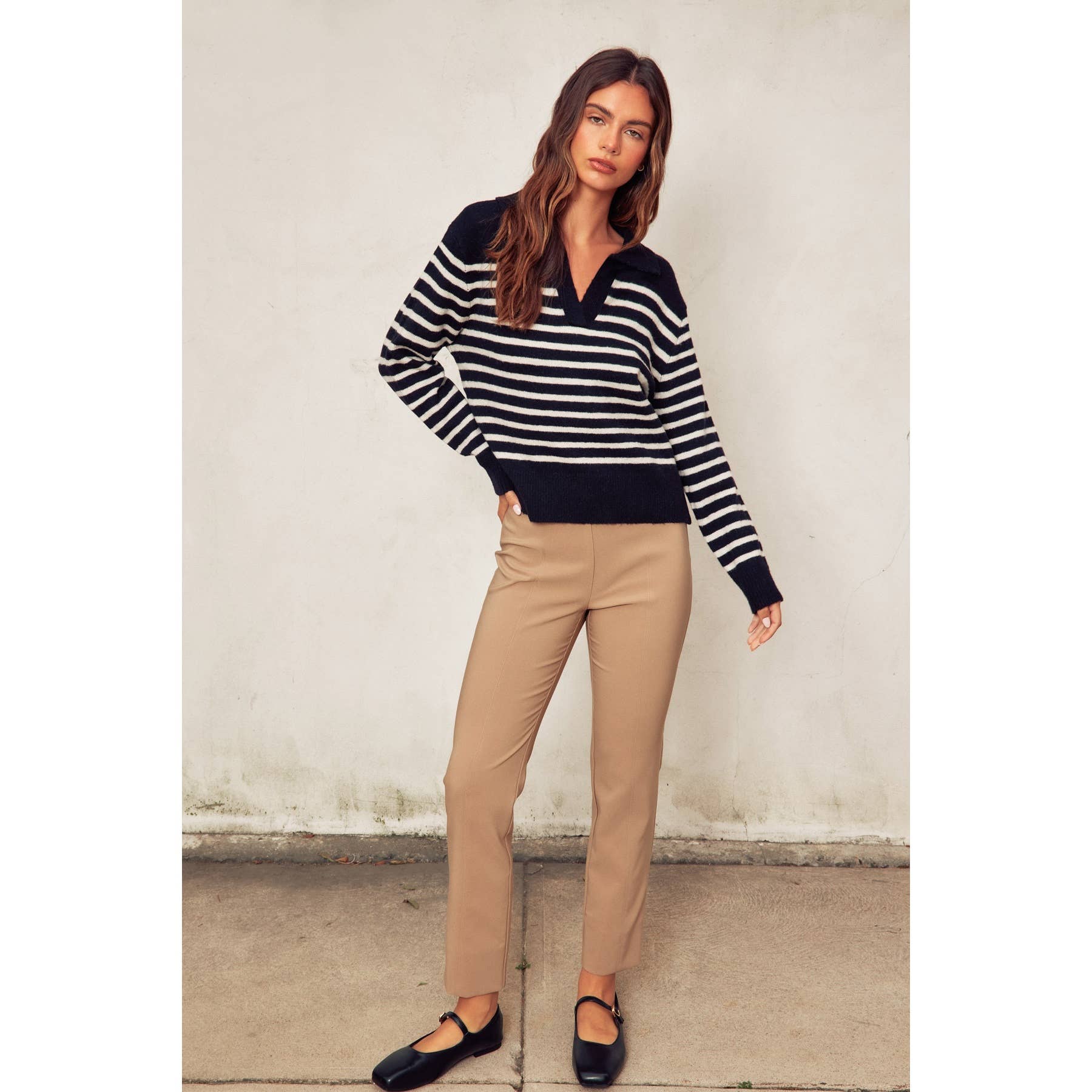 Dress Forum – Pulôver - Mulher por atacado – Camisola Polo Listrada Macia e Fuzzy8