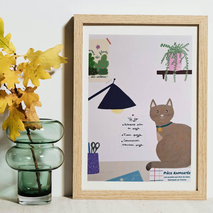 Cartel A4 Un gato, una habitación, un rompecabezas para venta al por mayor de Pièce rapportée
