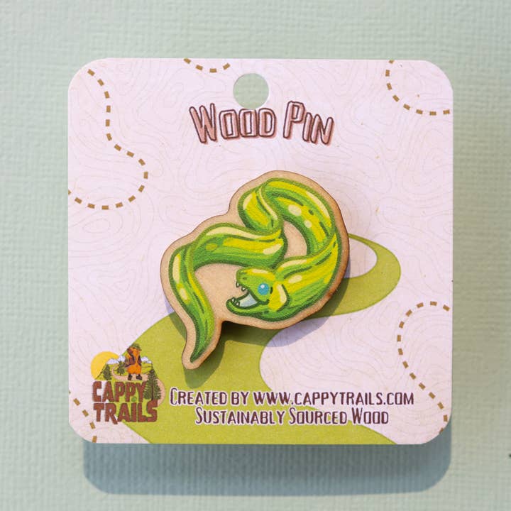 Groene Moreneaal Houten Speld voor wholesale door Cappy Trails