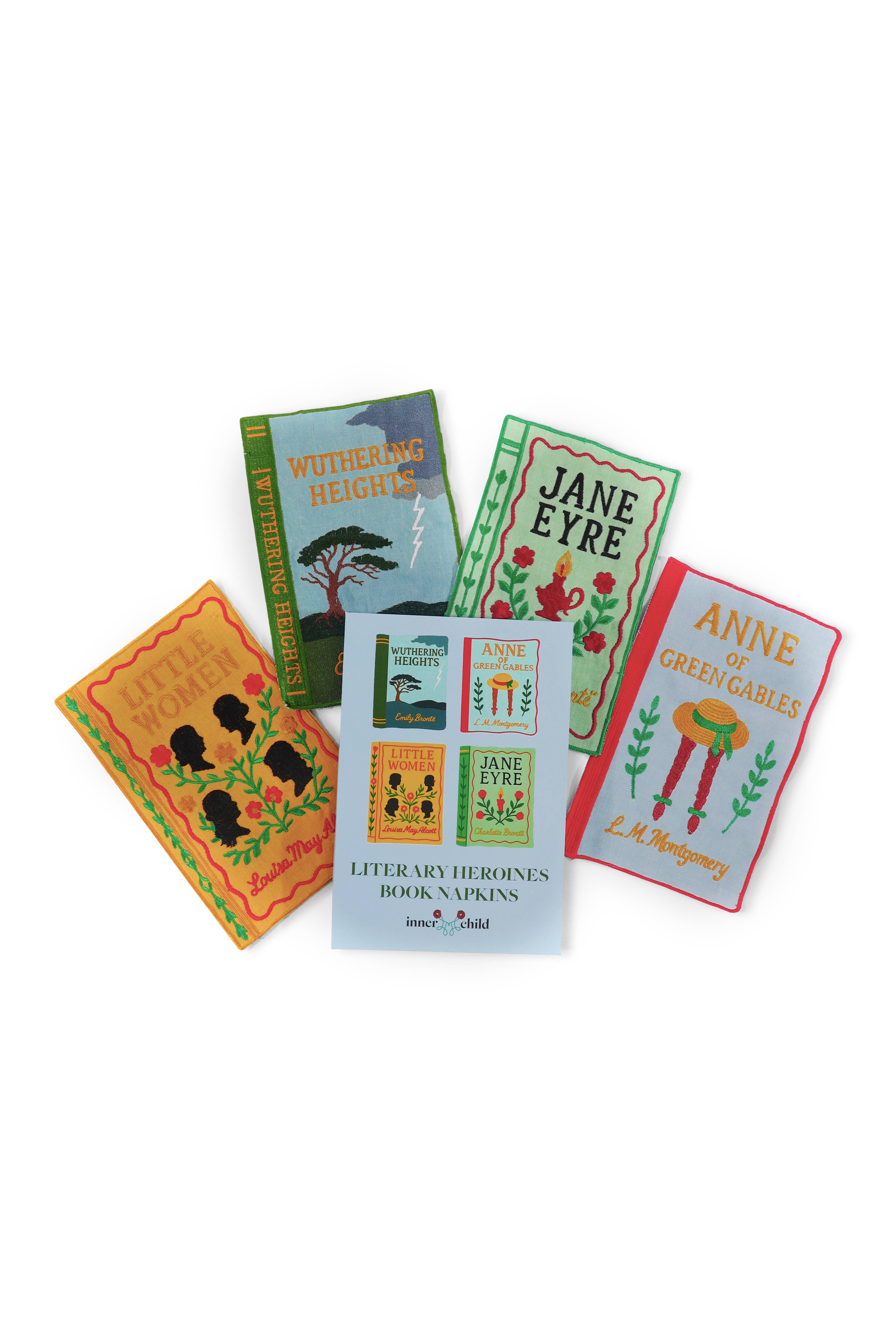 Inner Child - Wholesale Dinner & Cloth Napkin - Literary Heroines Embroidered Cocktail Napkins, Set of 45