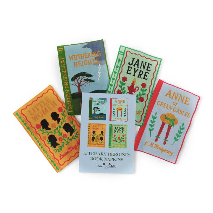 Inner Child – wholesale Dinner & cloth napkin – Literary Heroines Embroidered Cocktail Napkins, Set of 45