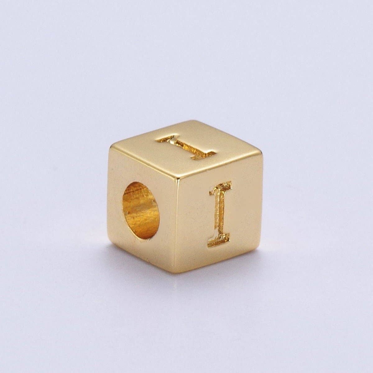 Aim Eternal - Wholesale Individual Charm/Pendant - Gold Initial Letter Alphabet 6.2mm Block Beads Charm Connector For Jewelry Making Component Supply A-A1145-A-A11578