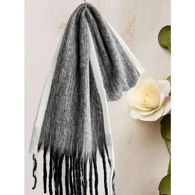 JC Sunny Fashion - Wholesale Scarf - Women's - JC021030 Long Fringe Cozy Fuzzy Two-Tone Ombre Scarf5