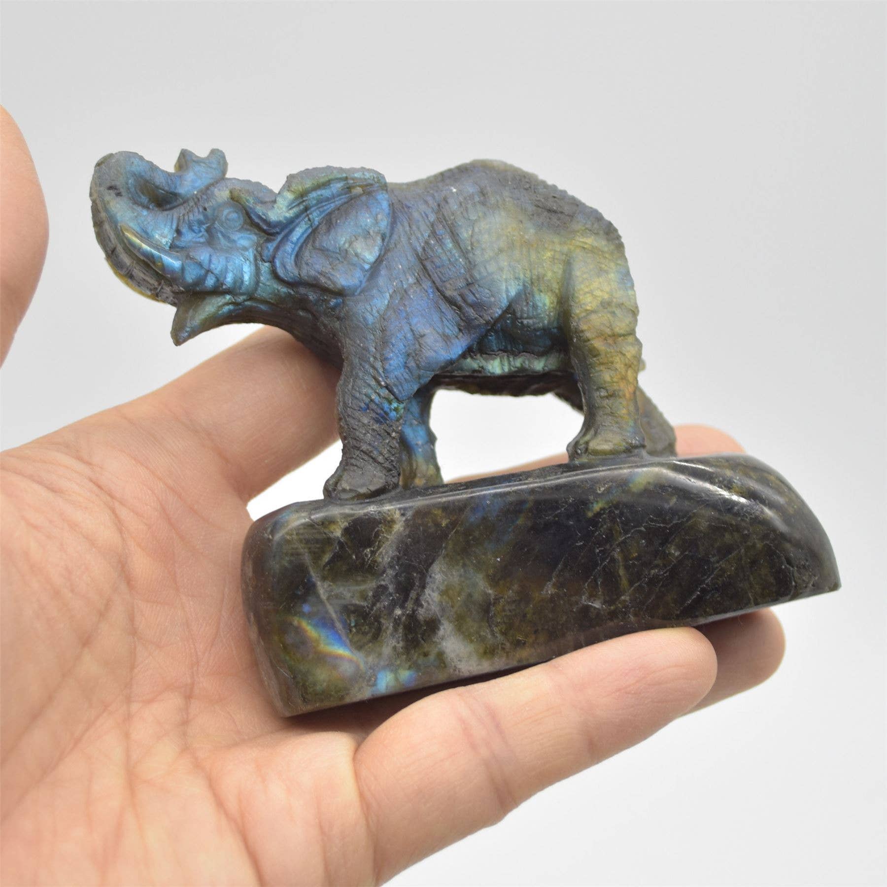 Grey Labradorite Elephant - 8 cm X 8 cm X 3 cm - 222 Grams for wholesale on Faire3