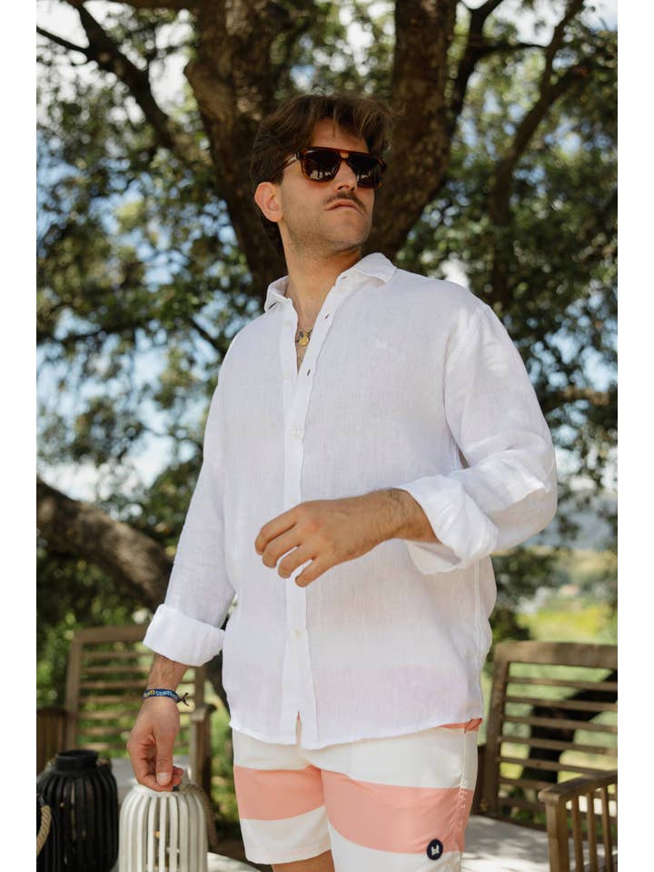 Custi Mikelo: Men's Clothing & Christmas Gifts - Wholesale Button Down Shirt - Men's - White Linen Shirt | Lanzarote
