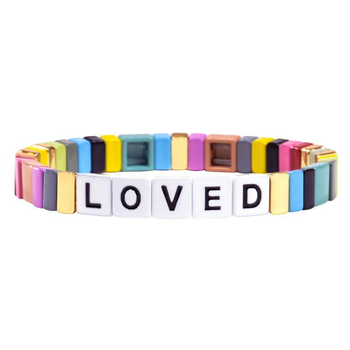 Bracelet à carreaux multicolores LOVED pour la vente par Origami Owl