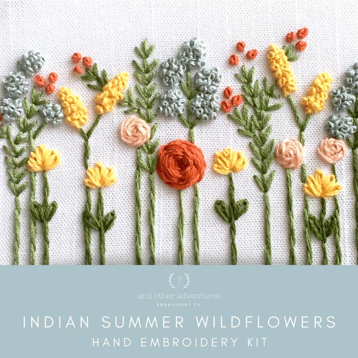 Beginner Embroidery Kit - Wildflowers Indian Summer for wholesale by And Other Adventures Embroidery Co