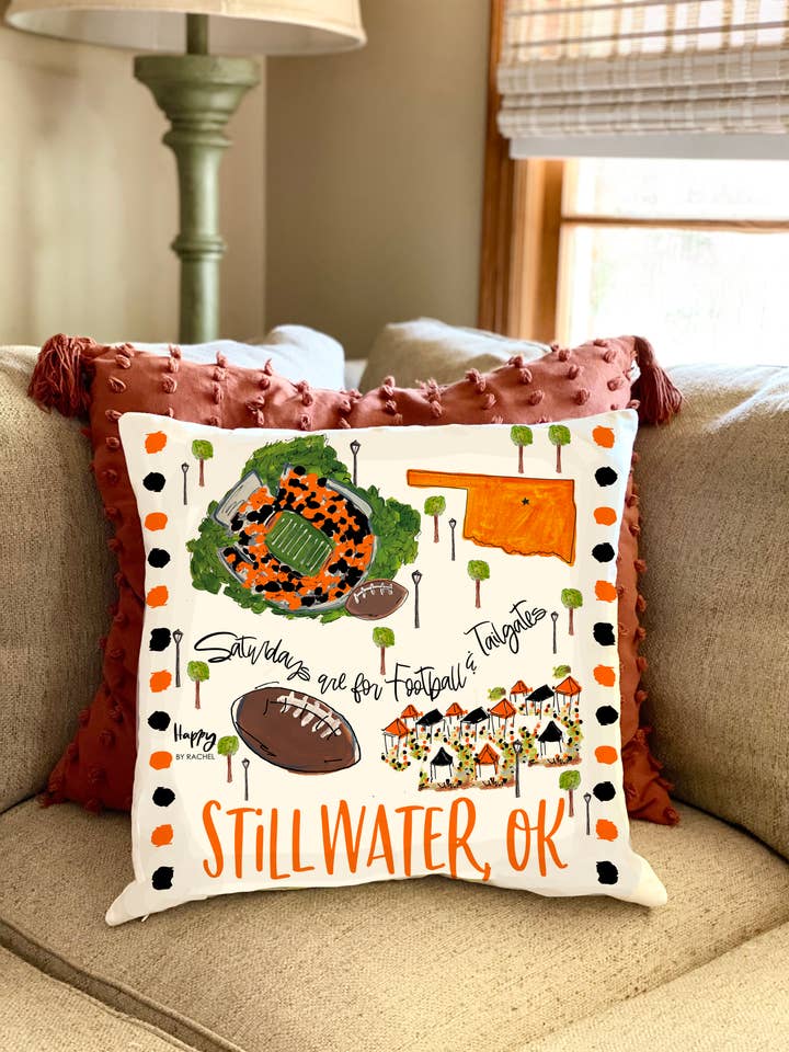 Stillwater, OK Double Sided Pillow for wholesale by Happy By Rachel, LLC