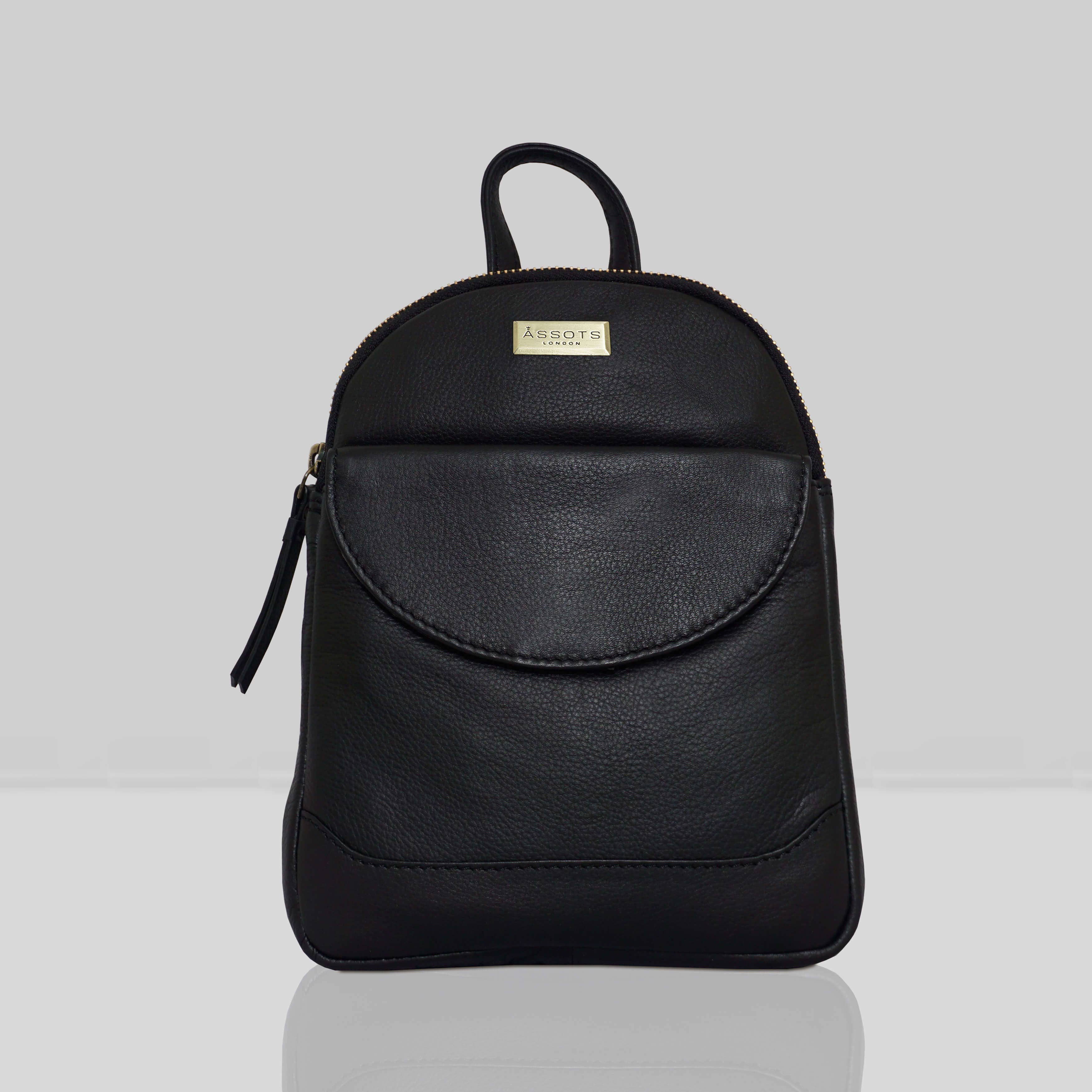 'GEORGE' Black Mini Leather Backpack