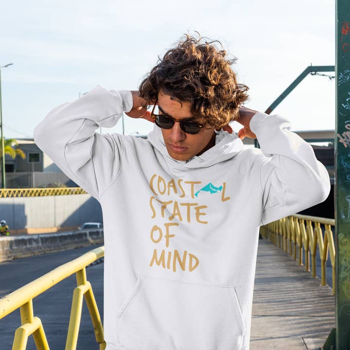 Sweat à Capuche Unisexe Or Coucher de Soleil Maryland État Côtier pour la vente par Coastal & Midwest State of Mind
