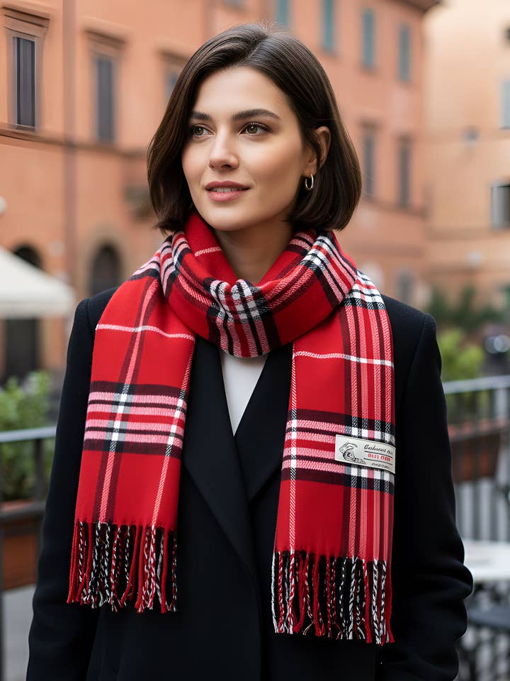 Unisex Plaid Tartan Cashmere Feel Winter Soft Scarf for wholesale by SERENITA