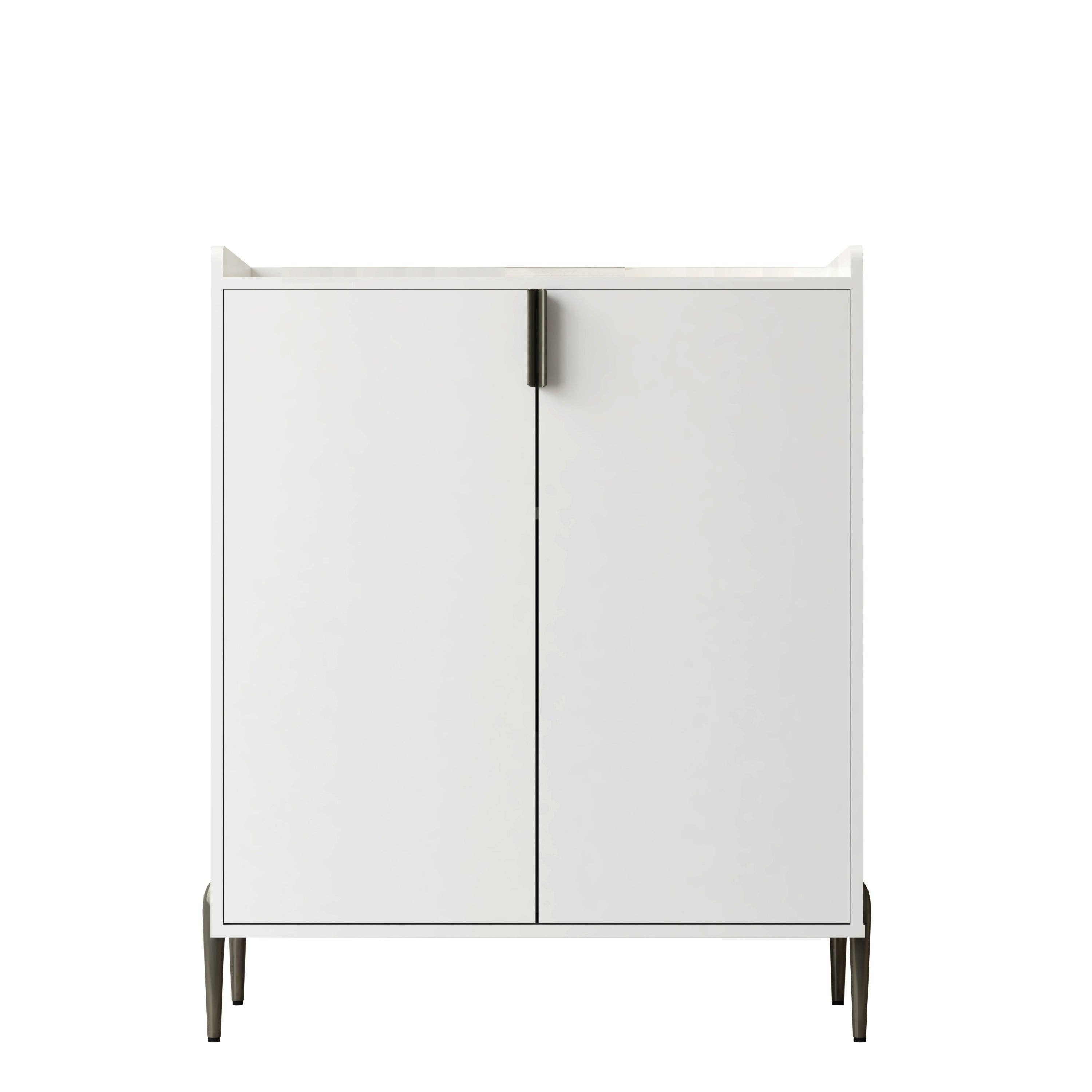 39F Inc. - Wholesale Cabinet - 2 doors home wine bar cabinet with wine rack & adjustable storage shelf, modern sideboard with soft-closing hinge, dinning room buffet cabinet, Liquor Cabinet kitchen, living room coffee cart White15