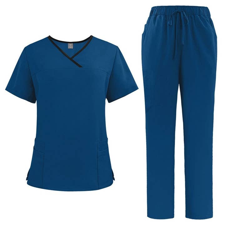 Plush Looks - Wholesale Top & Pant Set (NOT Loungewear) - Women's - Short Sleeve Straight Leg Scrub Suit1