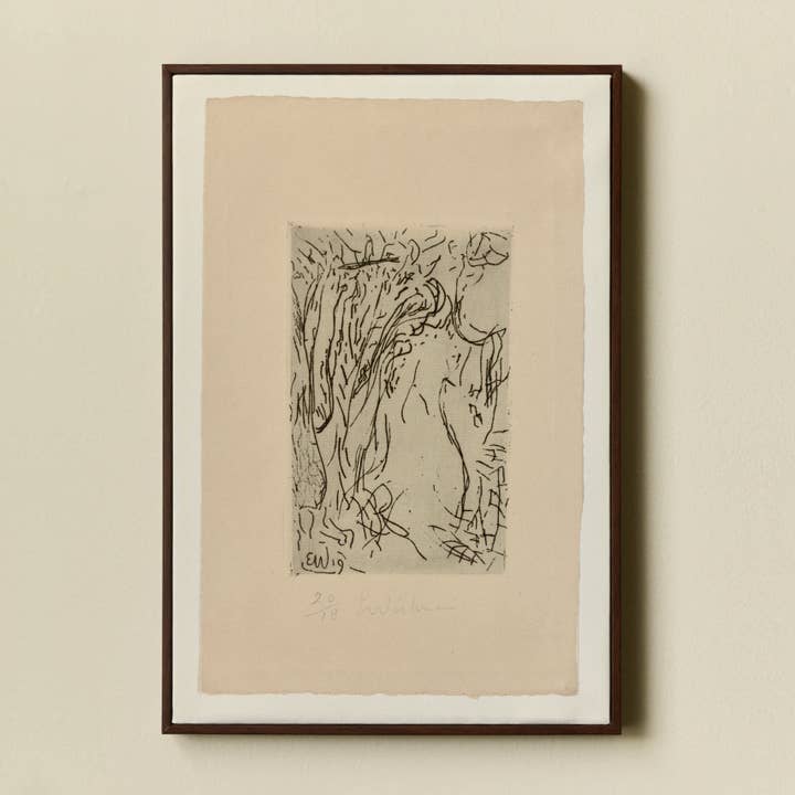 Dessin de scène forestière abstraite de portrait par Erich Wichmann, art mural encadré sur toile. Scène forestière abstraite par Erich Wichmann, art mural encadré sur toile. pour la vente par Morel