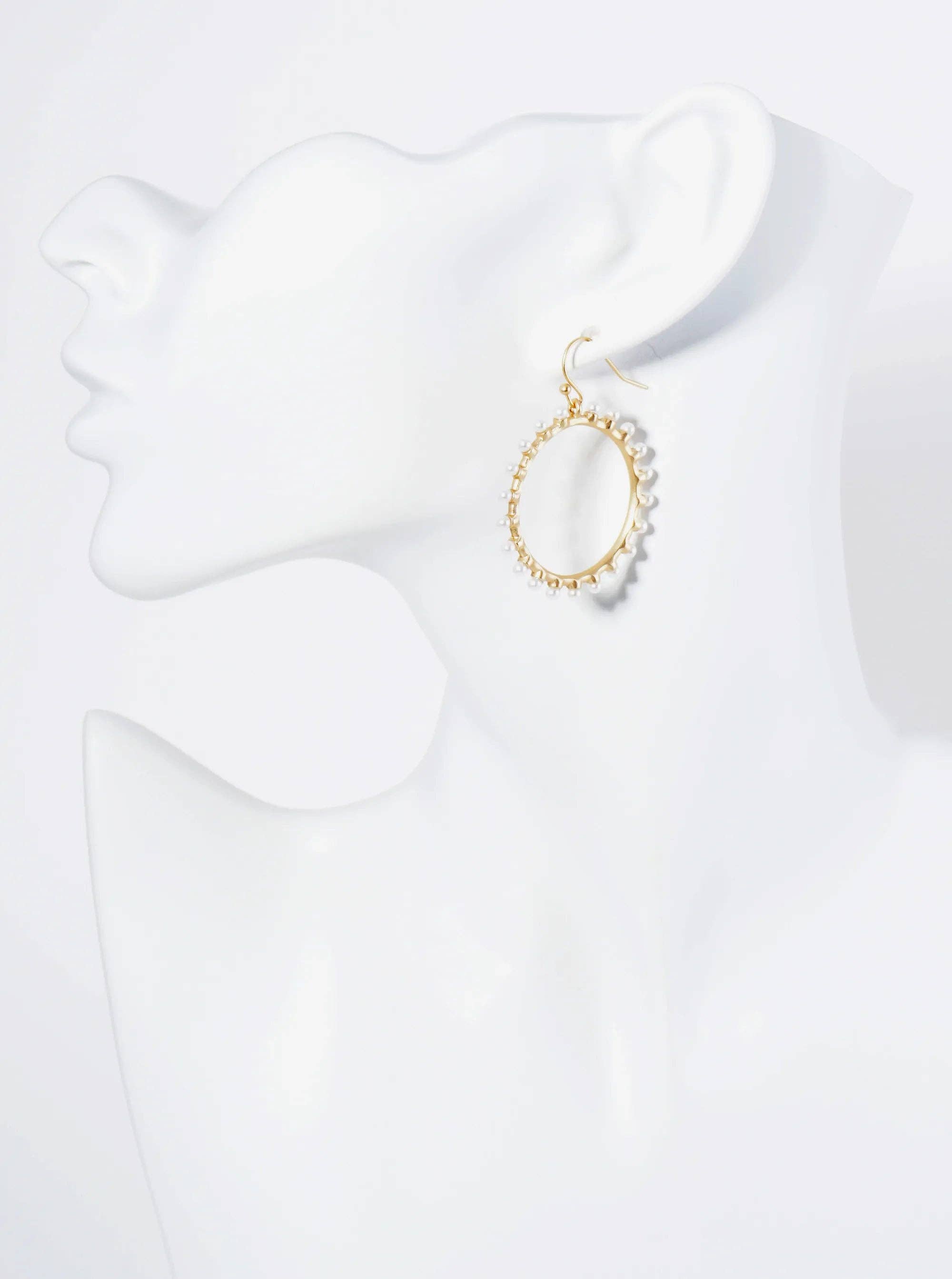 Wild Honey - Wholesale Dangle Earrings - Pearl Beaded Circle Dangle Drop Earrings4