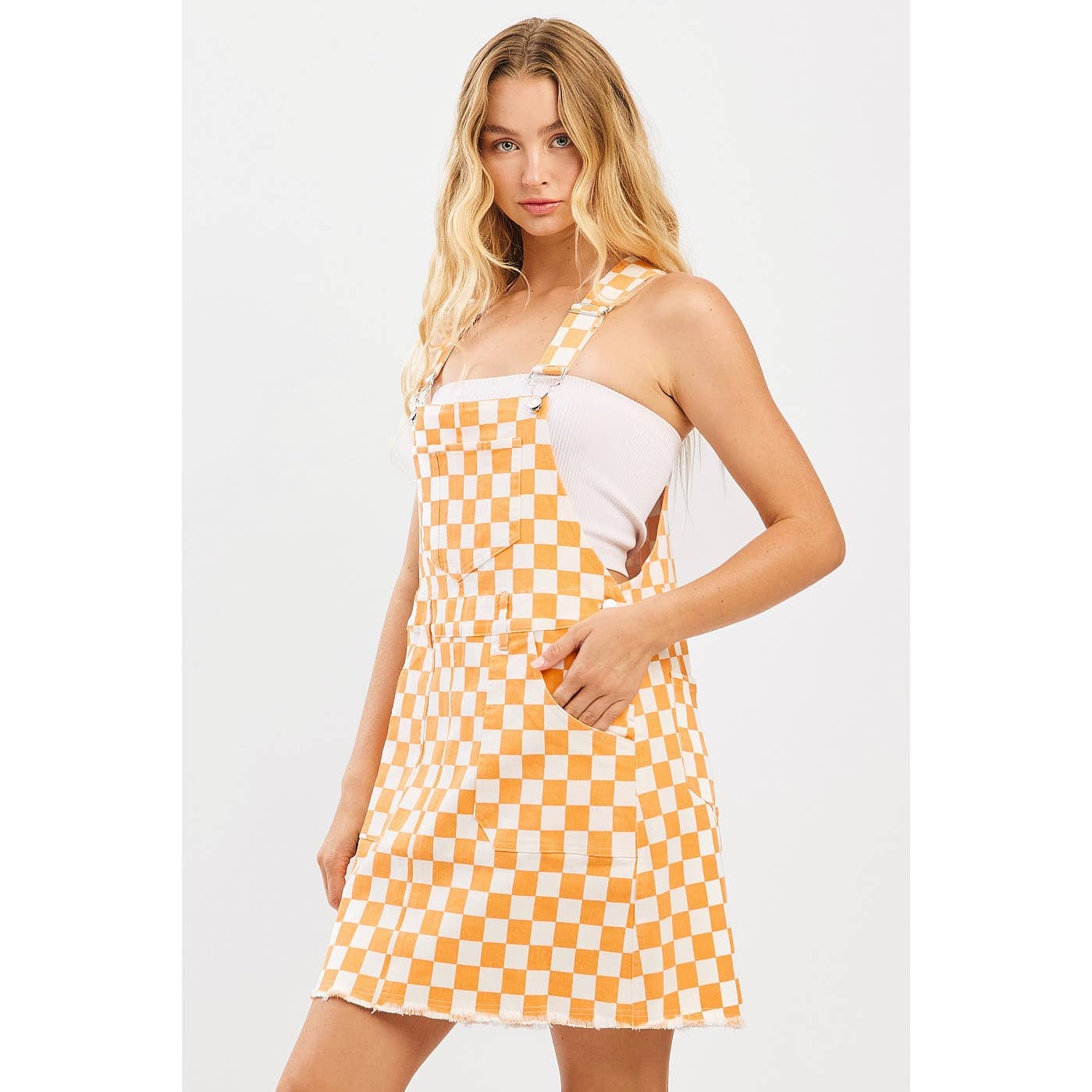 mittoshop - Wholesale Dress - Women's - GAME DAY CHECKERED BIB OVERALL MINI DRESS6