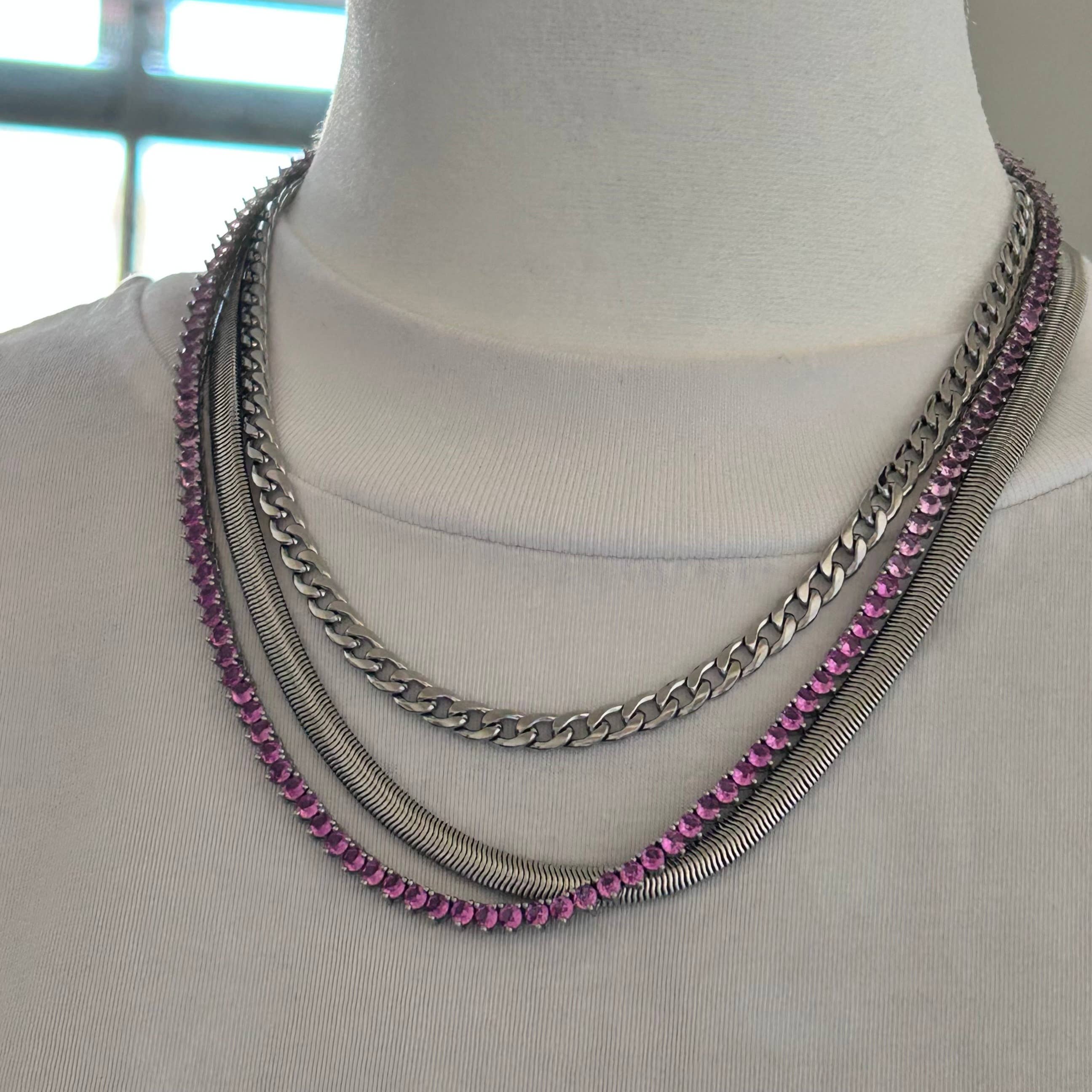 Amady Jewelry - Vente Collier maille et chaîne - Chaîne à maillons ronds argentés simple2