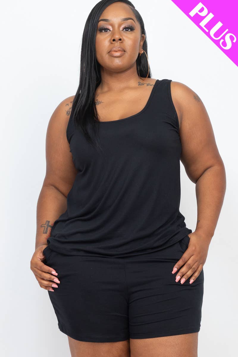 CAPELLA APPAREL – Großhandel Loungewear-Set – Damen – Plus bequemes Trägershirt & Shorts-Set0