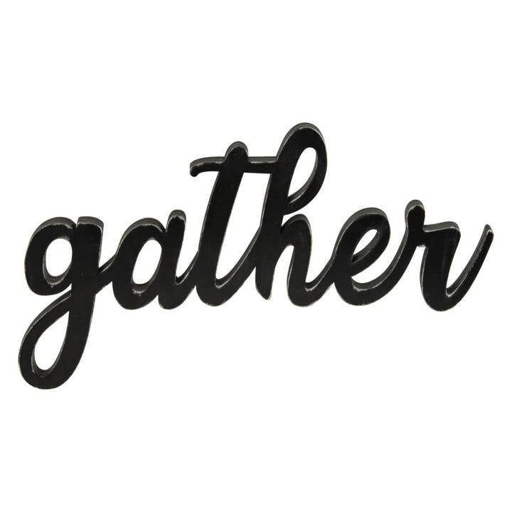 Hanging Black Script Gather Sign for wholesale by Col House Designs